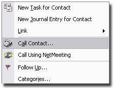 Click to Call Menu from Outlook